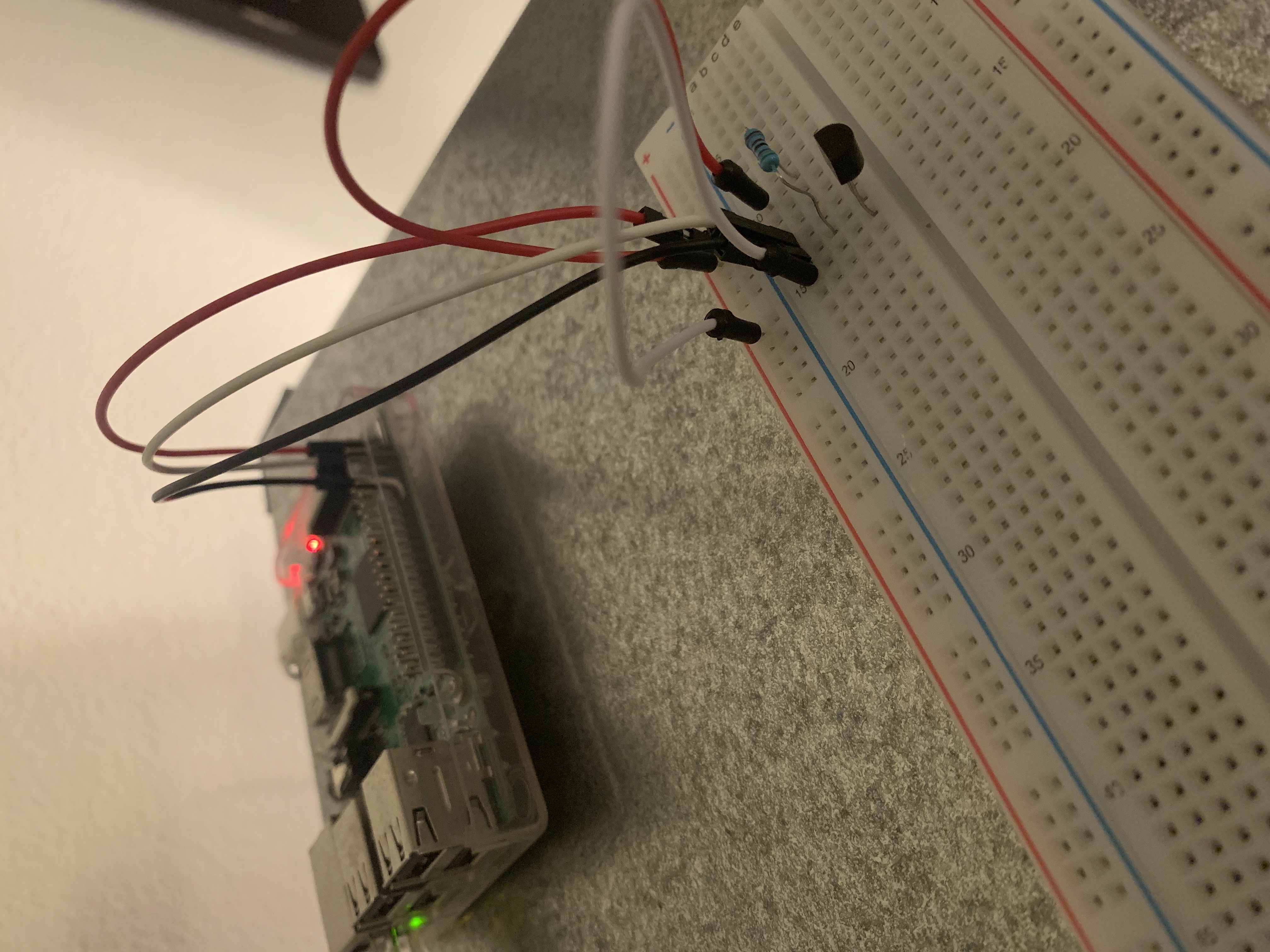Raspberry Pi with Breadboard and Sensor
