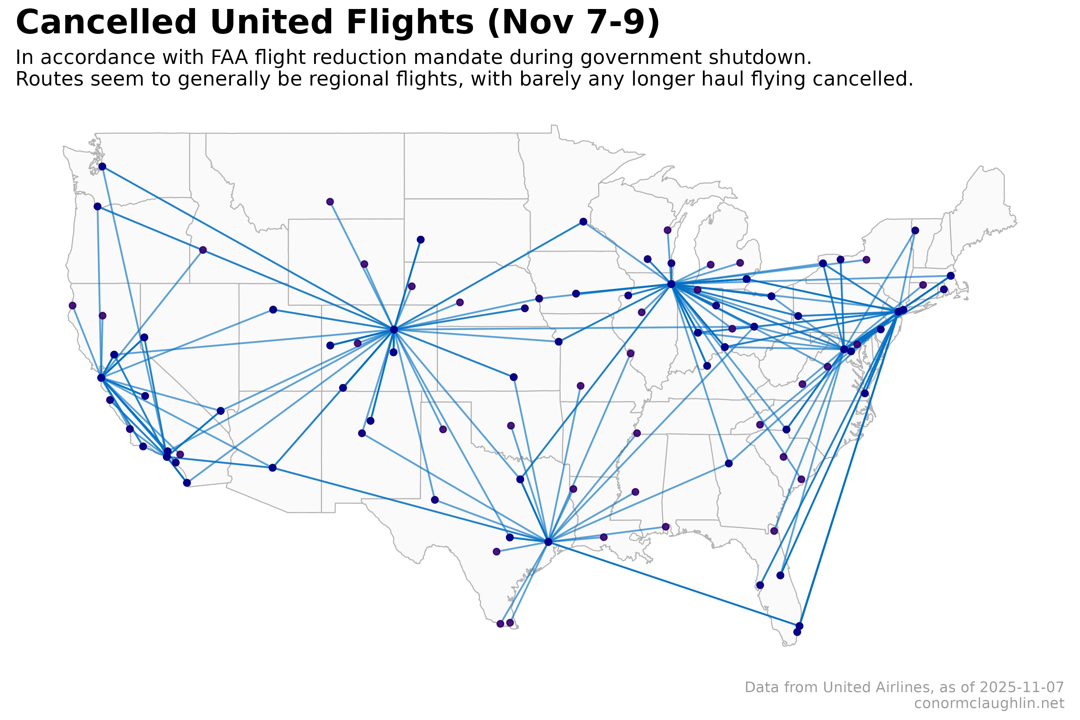 Map of United Cancellations